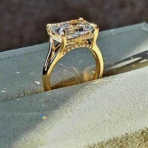 Solid 14k gold 4.1ct E VVS2 lab radiant diamond ring with hidden halo lab diamon